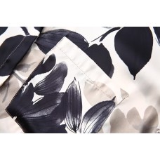 Fashionable floral printed satin shirt