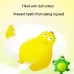 Latex teasing and frustrating frog yellow duck making sounds grinding teeth to relieve boredom