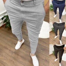 High elasticity seasonal texture button casual leggings