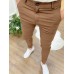High elasticity seasonal texture button casual leggings