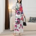 Printed shirt collar long top high waist wide leg straight trousers suit women's fashionable two-piece suit