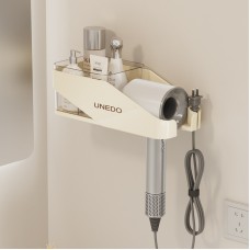 Cream hair dryer storage rack, non perforated wall mounted bathroom hair dryer rack, hair dryer holder, bathroom rack