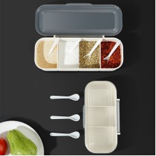 Japanese minimalist seasoning box, kitchen supplies, transparent multi grid with lid for household use
