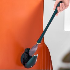 Non perforated wall mounted toilet brush with base, household dead corner cleaning silicone long handle