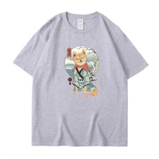 Chai Gou Ukiyo-e style round neck short sleeved casual top for men