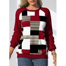 Round neck shoulder long sleeved casual loose tie dyed printed top Round neck shoulder long sleeved casual loose tie dyed printed top