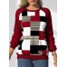 Round neck shoulder long sleeved casual loose tie dyed printed top