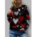 Round neck shoulder long sleeved casual loose tie dyed printed top