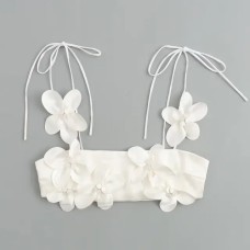 Flower embellished suspender small vest short top