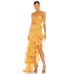 Fashionable wrap chest sexy one line neckline slim fit slit wooden ear edge dress