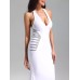 White hanging neck V-neck mesh elegant slim fit hot diamond long slit bandage dress party evening dress