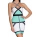European and American fashion sexy cross necked knitted bandage dress with slim fitting line design skirt