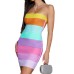 Dopamine Short Skirt Fashion Rainbow Bandage Dress