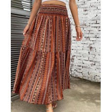 Spring new foreign trade oversized women's fresh forest style floral casual versatile slim fit pleated high waisted half length