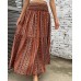 Spring new foreign trade oversized women's fresh forest style floral casual versatile slim fit pleated high waisted half length