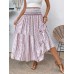 Spring new foreign trade oversized women's fresh forest style floral casual versatile slim fit pleated high waisted half length