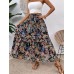 Spring new foreign trade oversized women's fresh forest style floral casual versatile slim fit pleated high waisted half length