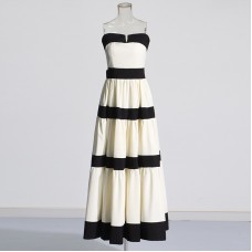 French elegant style large hem strapless skirt