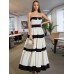 French elegant style large hem strapless skirt