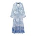 Printed Fashion Loose Basic Flip Neck Dress