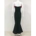 Sexy and elegant tube top long evening dress with flower chains