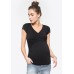 European and American summer short sleeved pregnant women's clothing with deep V-neck solid color cross feeding suit nursing clo