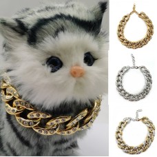 Pet necklace, cat, dog necklace, accessory, pet diamond inlaid gold and silver collar
