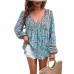 European and American women's spring/summer casual vacation printed long sleeved shirt