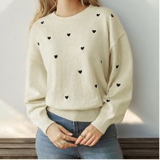 New European and American Autumn Women's Cross border Valentine's Day Love Round Neck Sweater for Women