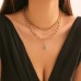 Multi layer stacked metal chain punk necklaces, niche minimalist full diamond mixed lock necklace