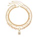 Multi layer stacked metal chain punk necklaces, niche minimalist full diamond mixed lock necklace