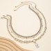 Multi layer stacked metal chain punk necklaces, niche minimalist full diamond mixed lock necklace
