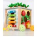 Children's wooden multifunctional treasure box shaped fruit pulling radish insect catching game early education puzzle toy