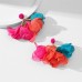 Lace mesh silk large flower earrings for women