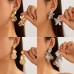 Ins Personalized Double layered Five petal Flower Earrings Vintage Striped Leaf Tassel Earrings