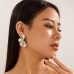 Ins Personalized Double layered Five petal Flower Earrings Vintage Striped Leaf Tassel Earrings
