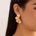 Ins Personalized Double layered Five petal Flower Earrings Vintage Striped Leaf Tassel Earrings