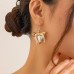 Ins style three-dimensional temperament peach heart contrasting color love butterfly clip earrings