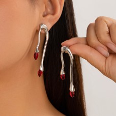 Lava liquid metal tassel imitation pearl earrings with irregular personality