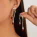 Lava liquid metal tassel imitation pearl earrings with irregular personality