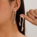 Lava liquid metal tassel imitation pearl earrings with irregular personality