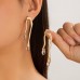 Lava liquid metal tassel imitation pearl earrings with irregular personality
