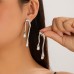 Lava liquid metal tassel imitation pearl earrings with irregular personality