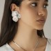 Metallic texture ginkgo leaf flower necklace with sweet and cool three-dimensional imitation pearl tassel necklace earrings