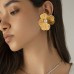 Metallic texture ginkgo leaf flower necklace with sweet and cool three-dimensional imitation pearl tassel necklace earrings
