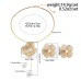 Metallic texture ginkgo leaf flower necklace with sweet and cool three-dimensional imitation pearl tassel necklace earrings