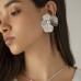 Metallic texture ginkgo leaf flower necklace with sweet and cool three-dimensional imitation pearl tassel necklace earrings