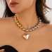 New Large Round Bead Love Necklace Ins Exaggerated Versatile Beaded Peach Heart Neck Chain