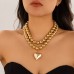 Hot punk pearl heart-shaped collarbone chain bead heart-shaped necklace