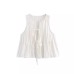 European and American summer new fashionable temperament round neck sleeveless lace up white loose vest